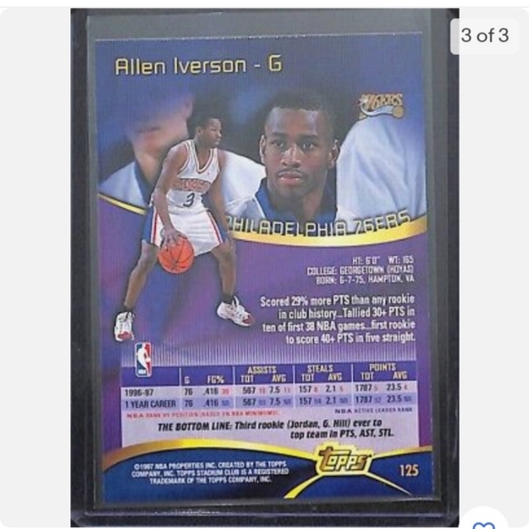97 Allen Iverson Topps Basketball Card - Picture 2 of 5